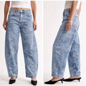 Abercrombie & Fitch The Barrel Jeans Relaxed Mid Rise Blue Denim Size 30